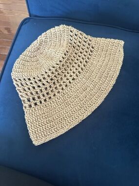 The Sak Crocheted Straw-Look Bucket Hat in Tan